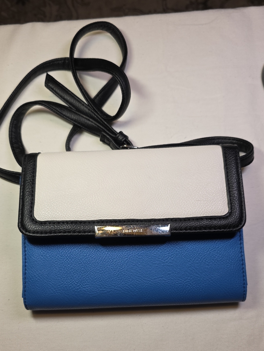 Nine West Colorblock Crossbody in White, Black & Blue
